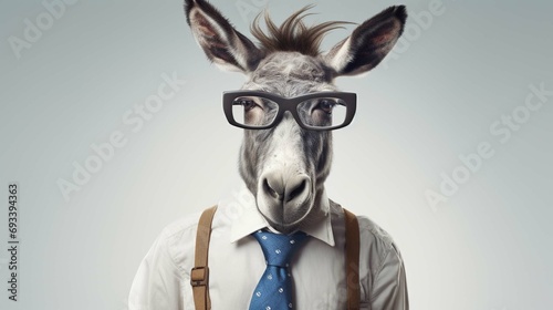 portrait of a donkey in a shirt and glasses  © Ikram