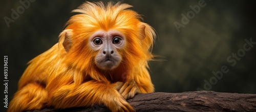 The golden lion tamarin is a small New World monkey from the Callitrichidae family, also called the golden marmoset.