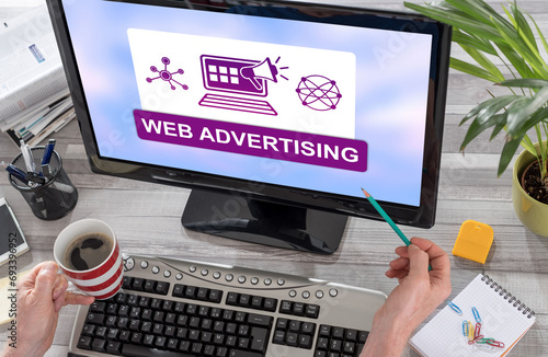 Web advertising concept on a computer