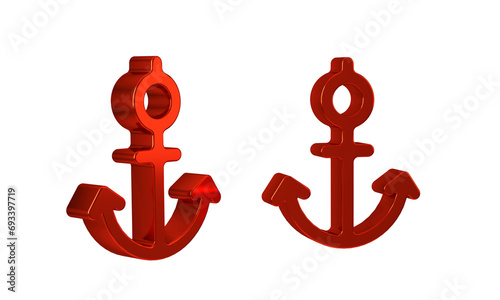 Red Anchor icon isolated on transparent background.