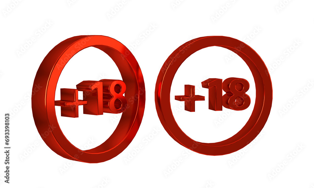 Red Plus 18 movie icon isolated on transparent background. Adult content. Under 18 years sign. Red Plus 18 movie icon isolated on transparent background. Adult content. Under 18 years sign.
