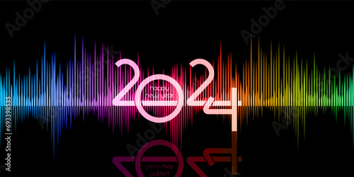 Happy New Year banner with a graphic equaliser design