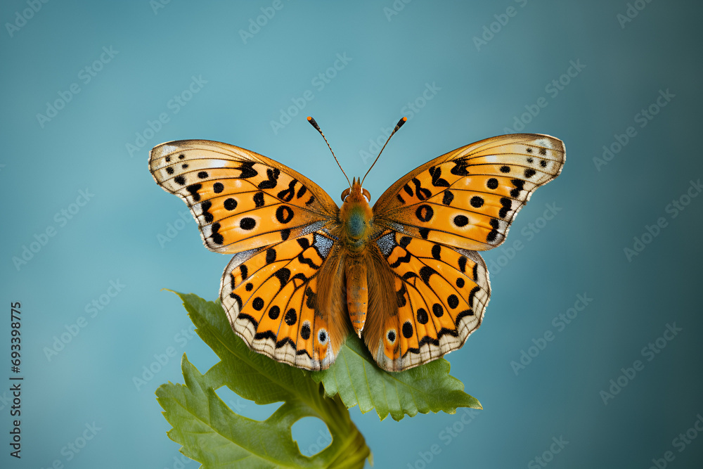 Painted Lady Butterfly on Leaf Painted Lady Butterfly on Leaf