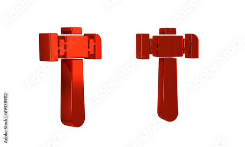 Red Hammer icon isolated on transparent background. Tool for repair.