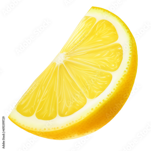 Ripe wedge of yellow lemon citrus fruit photo