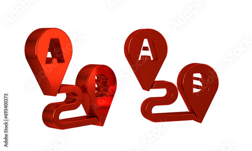 Red Route location icon isolated on transparent background. Map pointer sign. Concept of path or road. GPS navigator.