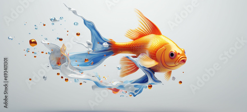 create a 3d little fish on white background photo
