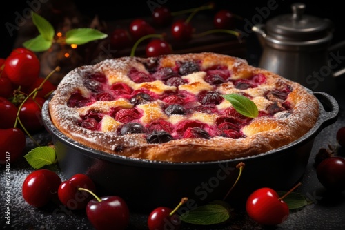 Clafoutis in kitchen table photo