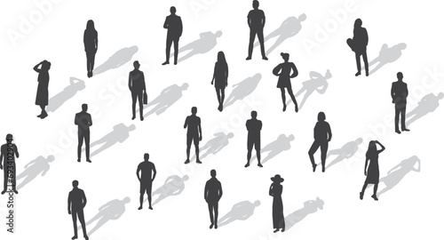 people with shadow silhouette on white background vector