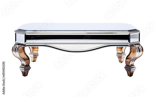 Mirrored Coffee Table Contemporary Reflections on a White or Clear Surface PNG Transparent Background