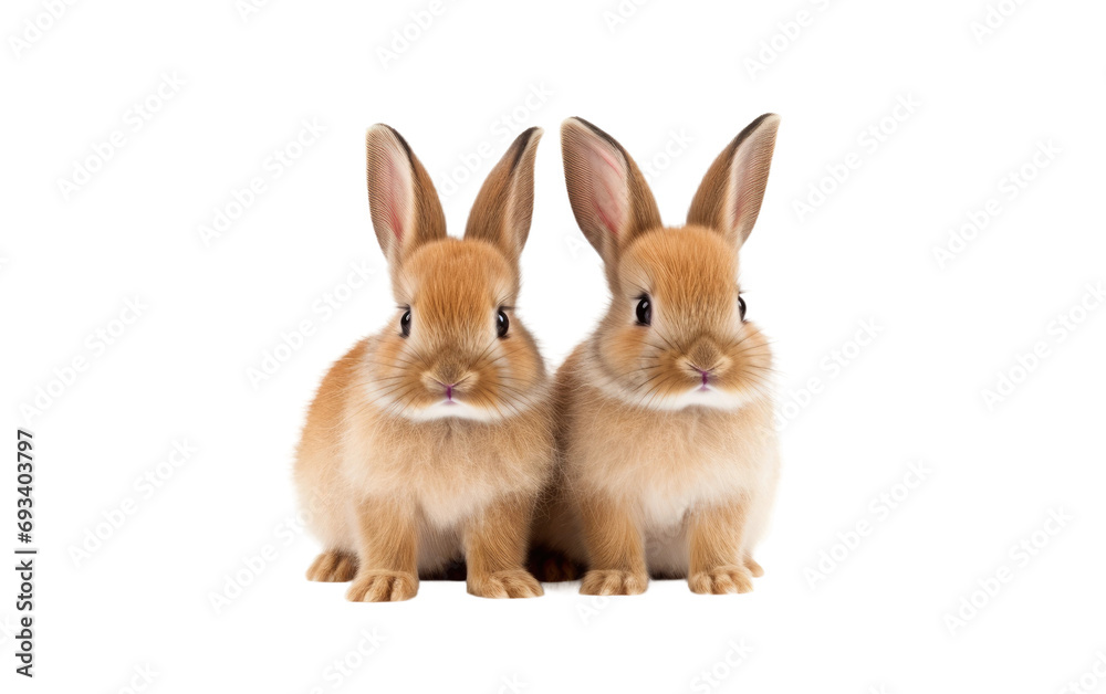 Fluffy Duo Adorable Baby Rabbit Pair on a White or Clear Surface PNG Transparent Background Fluffy Duo Adorable Baby Rabbit Pair on a White or Clear Surface PNG Transparent Background