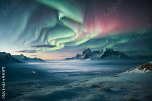 landscape with aurora and mountains © Aisy Digital