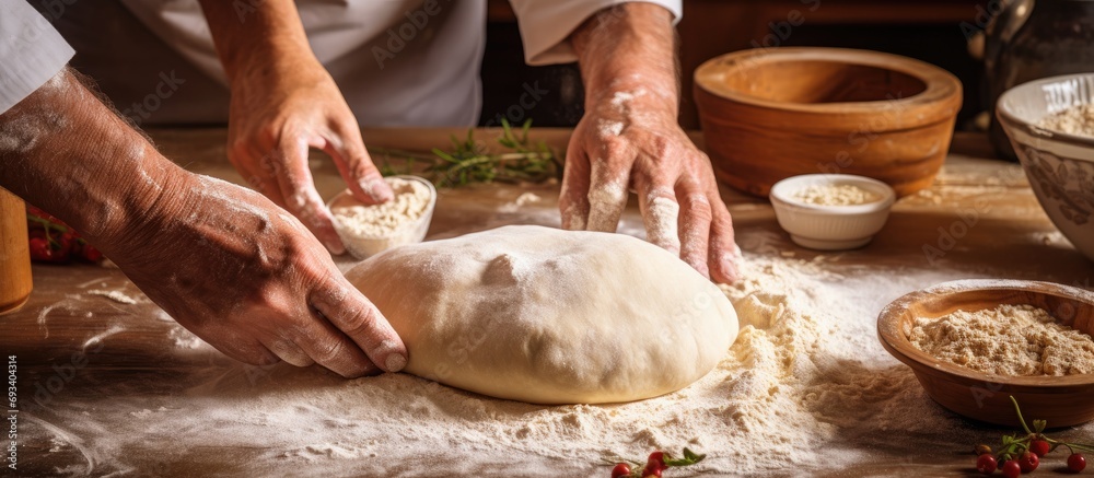 Family members creatively prepare homemade pizza dough, using various techniques to enhance its texture and elasticity.