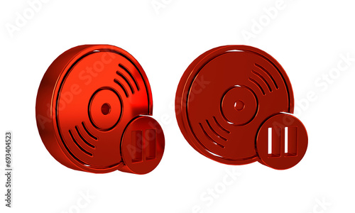 Red Vinyl disk icon isolated on transparent background.