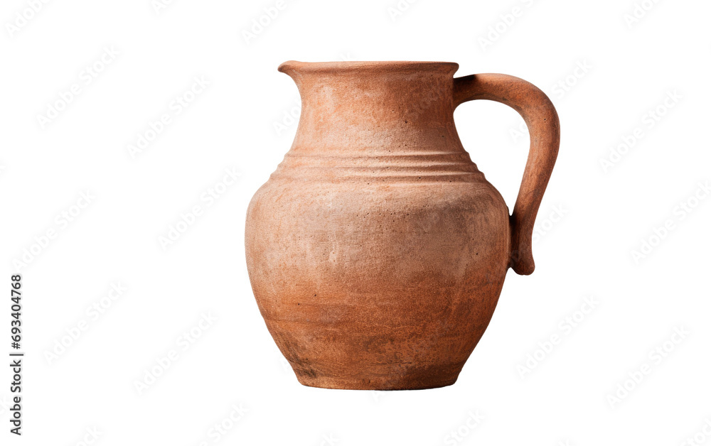 Rustic Elegance Earthy Clay Jug on a White or Clear Surface PNG Transparent Background