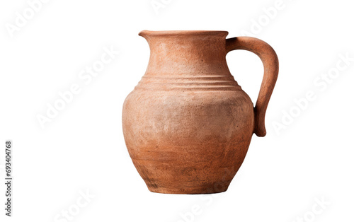 Rustic Elegance Earthy Clay Jug on a White or Clear Surface PNG Transparent Background