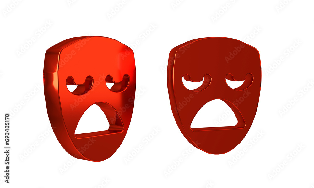 Red Drama theatrical mask icon isolated on transparent background. Red Drama theatrical mask icon isolated on transparent background.
