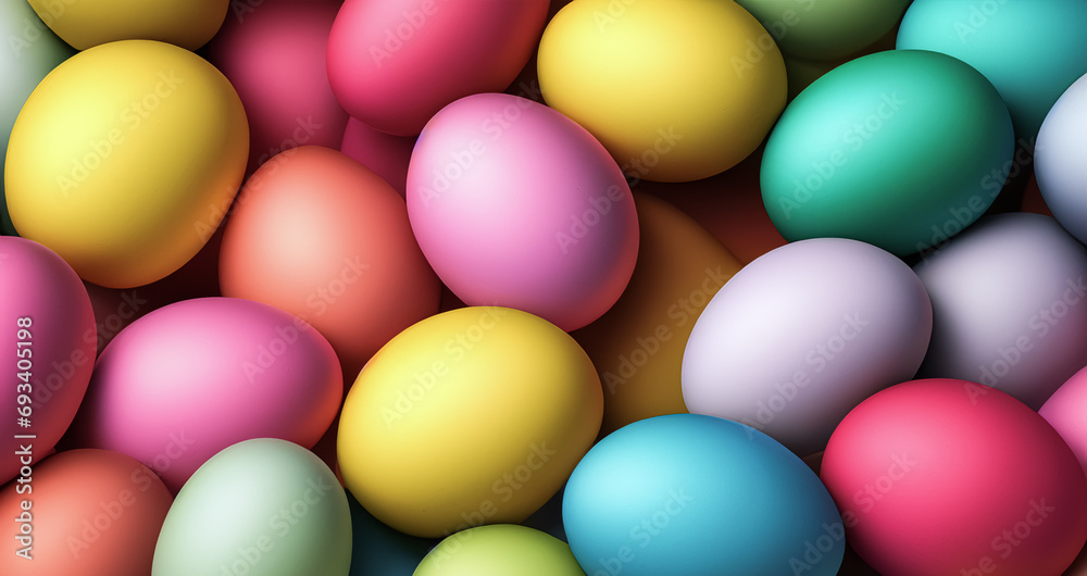 Pile of colorful easter eggs