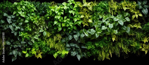 Green garden plant wall labeled Green Economy, refers to eco-friendly economy promoting sustainable development.