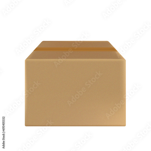 Cardboard box isolated.Single paper box
