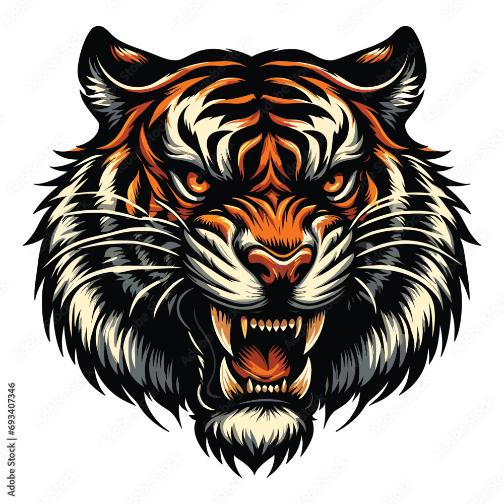 tiger head vector , ferocious tiger head vector Illustration