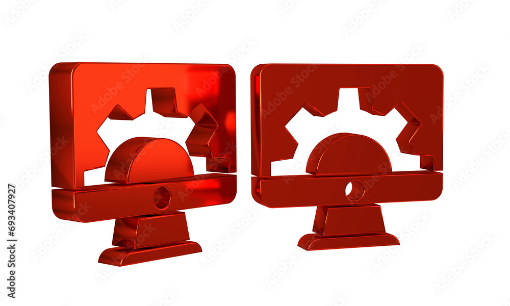 Fototapeta premium Red Software, web development, programming concept icon isolated on transparent background. Programming language and program code on screen monitor.