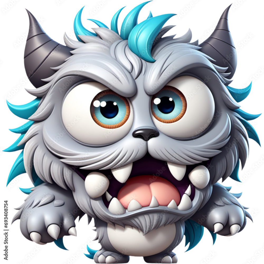 Fototapeta premium Cute monster character gray for shirt design