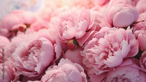 Peony pink flowers background
