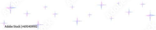 Dreamy purple pink gradient glowing shining abstract sparkles star in row pattern border.