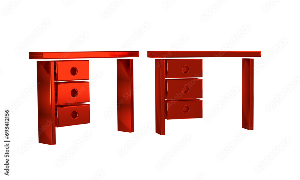 Red Office desk icon isolated on transparent background. Red Office desk icon isolated on transparent background.