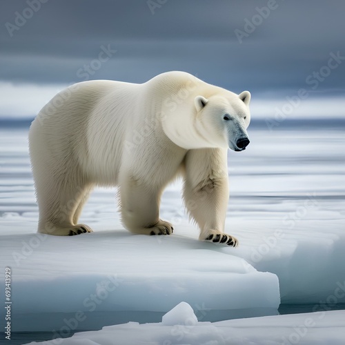 A portrait of a majestic polar bear traversing icy Arctic terrain3