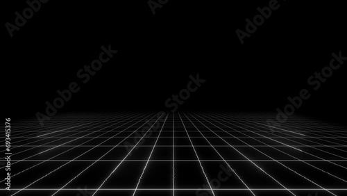 4K 3D Abstract technology dark background. random dots and grid. data, hi-tech concept. virtual space. motion graphics design. backdrop, wallpaper. grid infinite space. Perspective wireframe photo