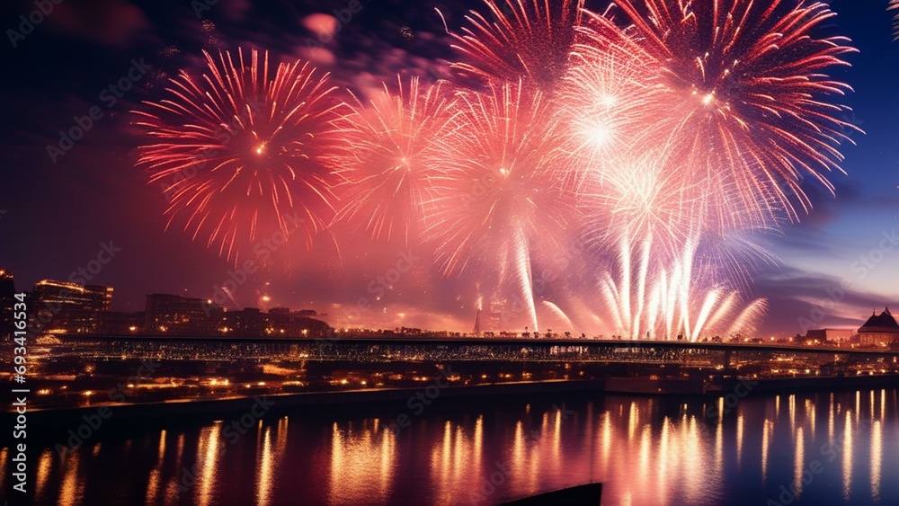Fototapeta premium cinematic new years fireworks wallpaper