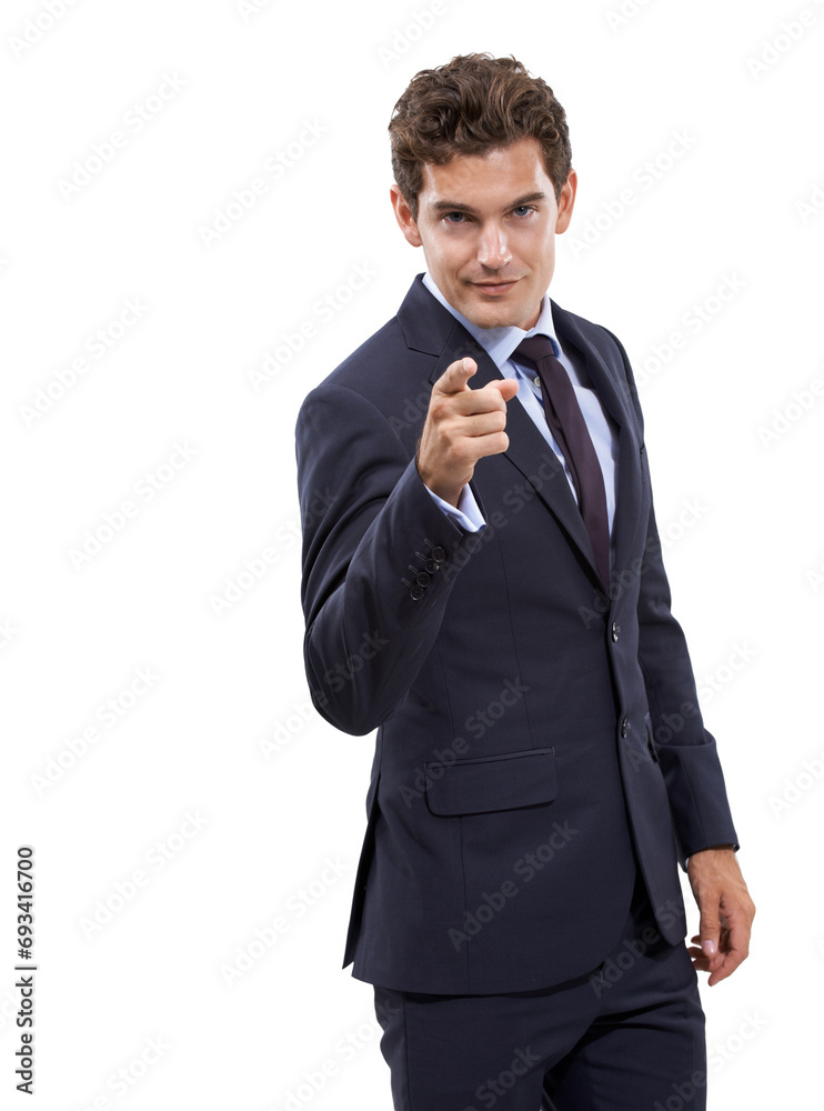 Businessman, portrait and studio for hiring for pointing and job opportunity and promotion in mockup. Man, face and finger emoji for decision in choice, selection and career vote by white background Businessman, portrait and studio for hiring for pointing and job opportunity and promotion in mockup. Man, face and finger emoji for decision in choice, selection and career vote by white background