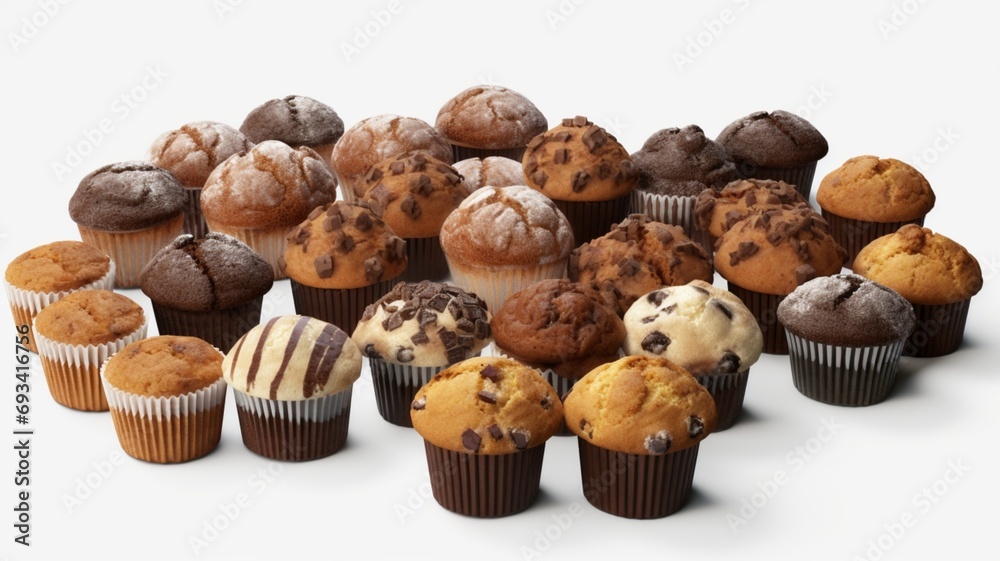 chocolate muffin isolated on white. generative ai