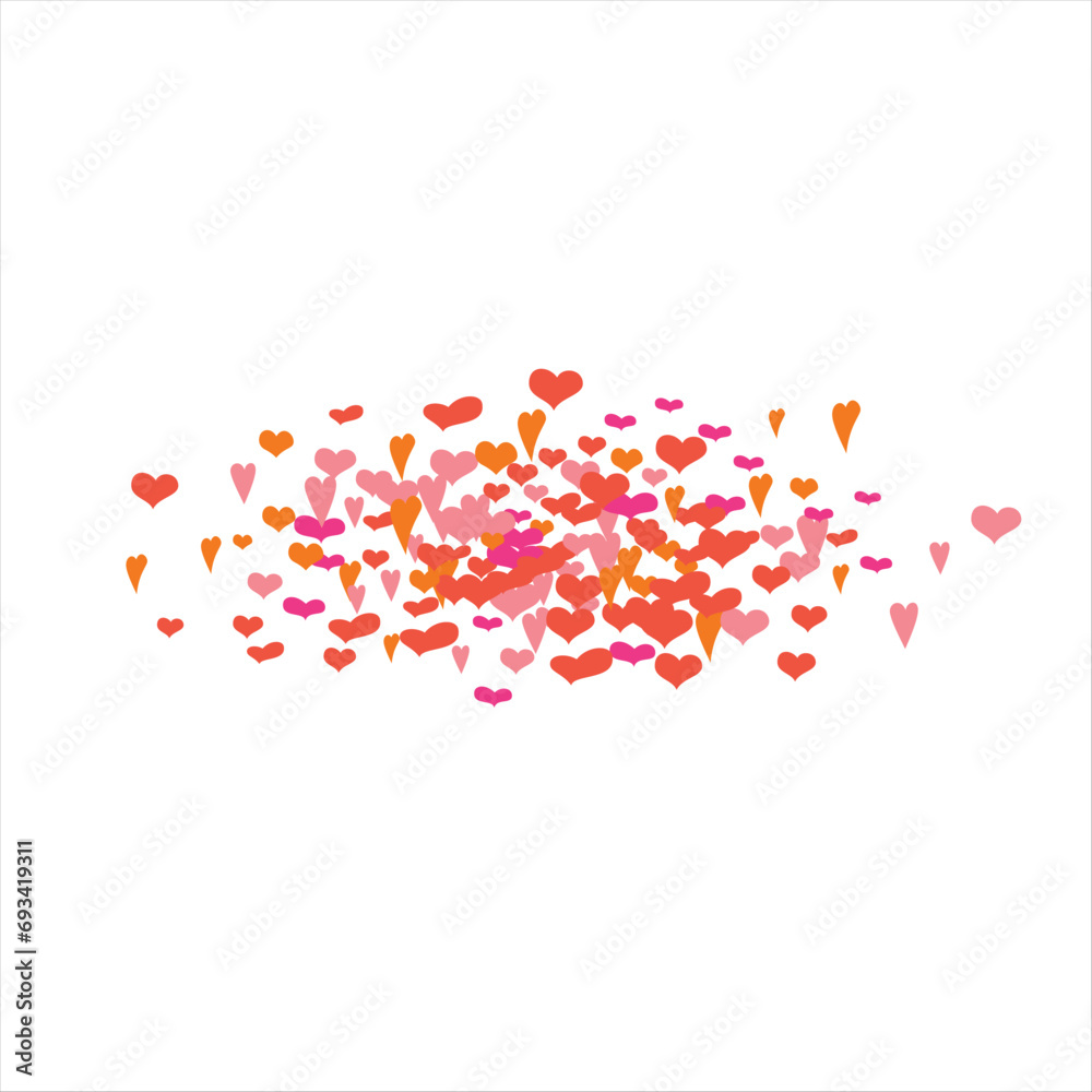 Vector edging, ribbon, border from hearts. Hand-drawn romantic pattern. Valentine's Day. Banner template. Vector illustration.