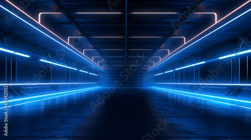 Dark Neon Cyber Glowing Vibrant Blue Beam Laser Lights © Noman