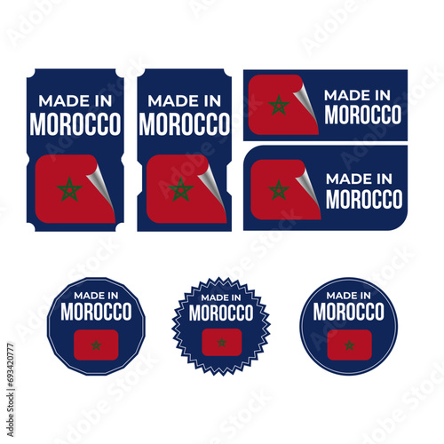 Made in Morocco. Morocco flag,  Tag, Seal, Stamp, Flag, Icon vector