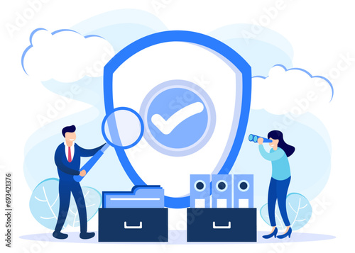 Illustration vector graphic cartoon character of data and document protection