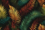 Seamless pattern for fractal fern spear fabrics in rich, deep colors, abstract background, Plants and Flowers concept, generative ai	