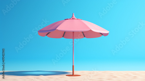 Pink Parasol Beach Umbrella Sunshade Protection Summer © Ghazanfar