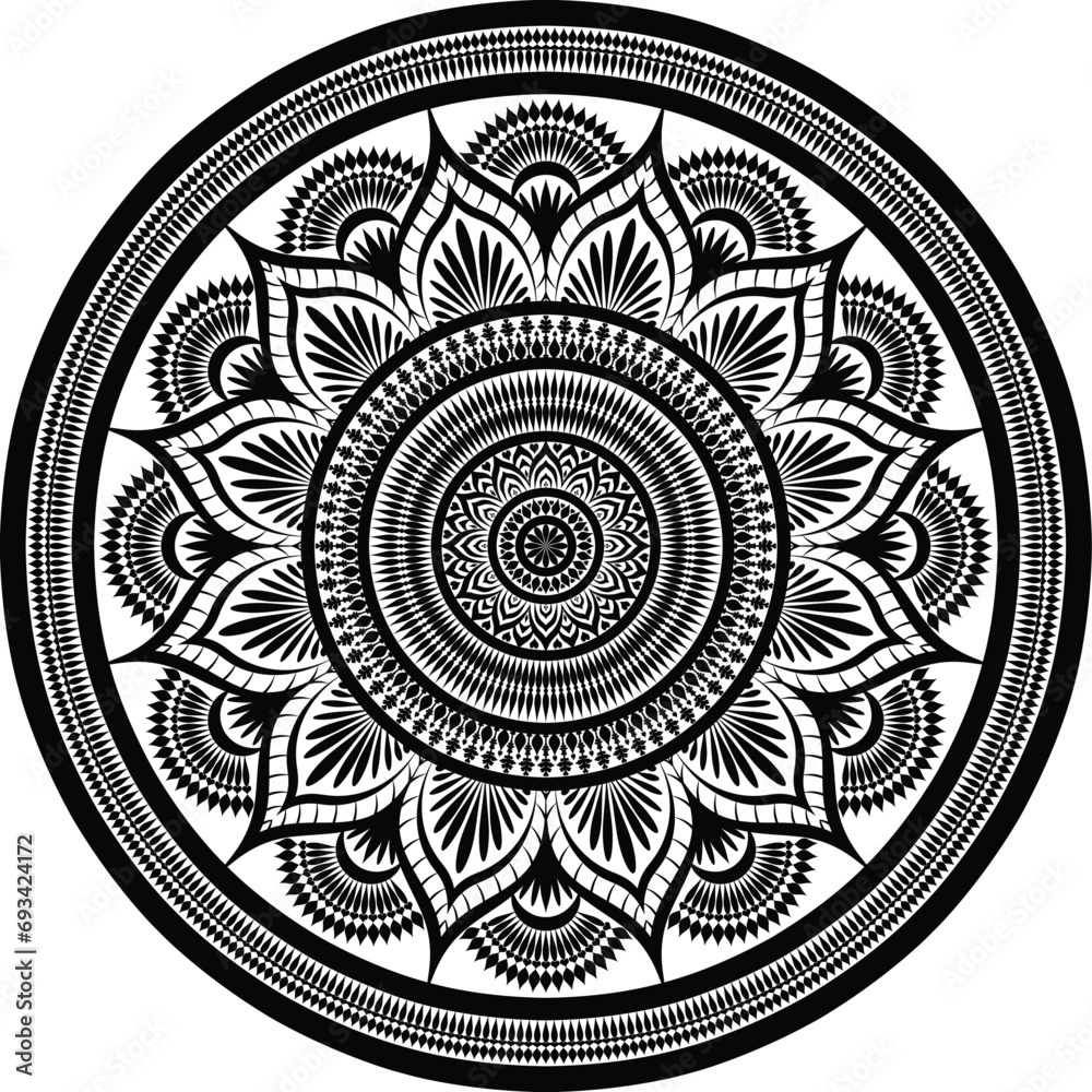 Beautiful floral pattern mandala art isolated on a white background, decoration element for meditation poster, yoga, banner, henna, invitation, cover page, design element mandala art, vector art