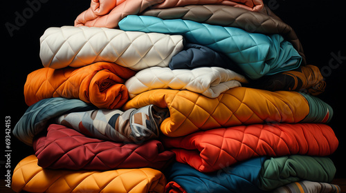 Stack of folded colorful clothes.