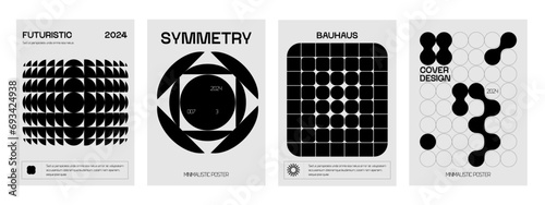 Posters with silhouette minimalistic basic figures, extraordinary graphic assets of geometrical shapes swiss style, Modern minimal monochrome print brutalist.