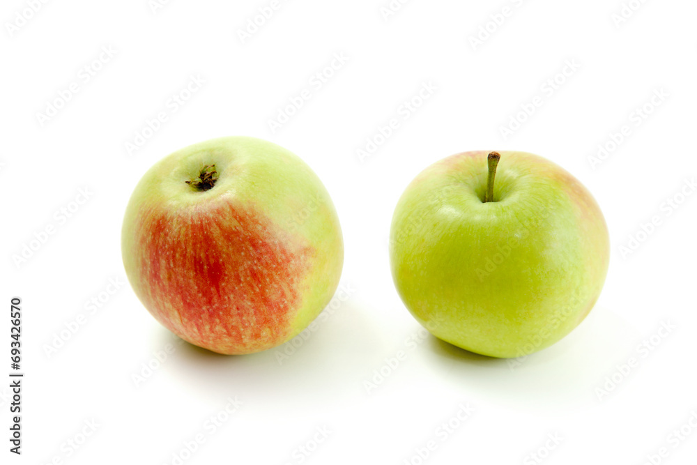 Two green apples isolated on white background with clipping path.. Two green apples isolated on white background with clipping path..