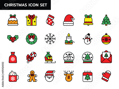 Christmas icon set. Vector illustration photo