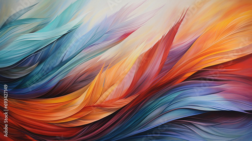 Abstract feathers oil colored.