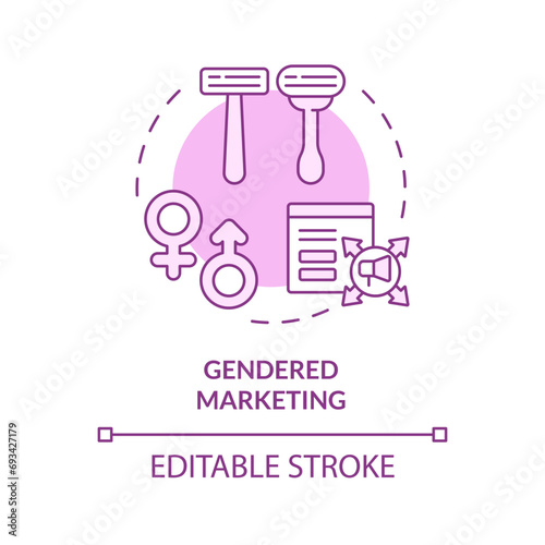 2D editable pink gendered marketing icon  isolated monochromatic vector  thin line illustration representing pink tax.