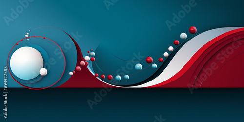 Basic concepts in Molecular Biology. minimalist design, cyan blue, white, burgundy, cherry red photo