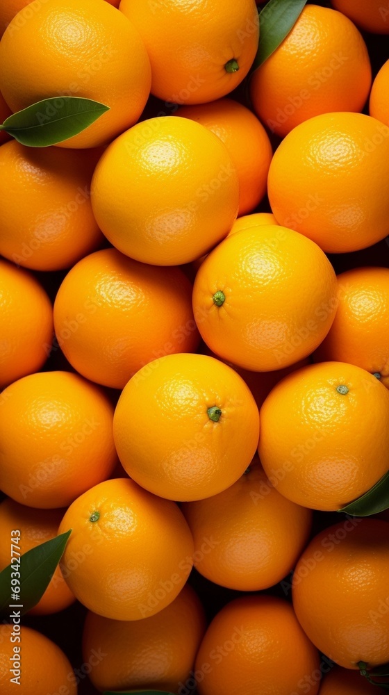 Lots of fresh oranges swirl around a pile of fresh oranges seamless background. 